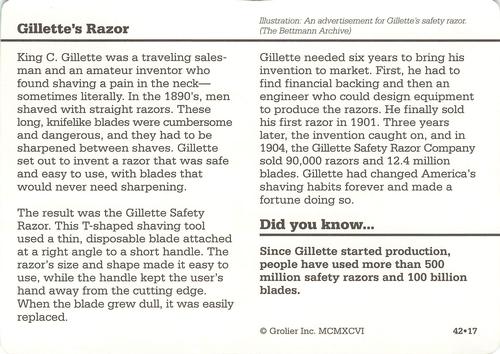 1994-01 Grolier Story of America #42.17 Gillette's Razor Back