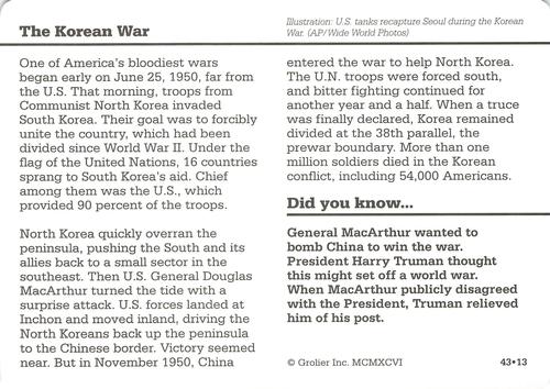 1994-01 Grolier Story of America #43.13 The Korean War Back