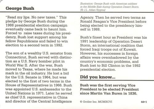 1994-01 Grolier Story of America #44.1 George Bush Back