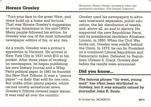 1994-01 Grolier Story of America #44.3 Horace Greeley Back