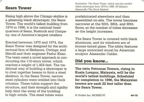 1994-01 Grolier Story of America #44.16 Sears Tower Back