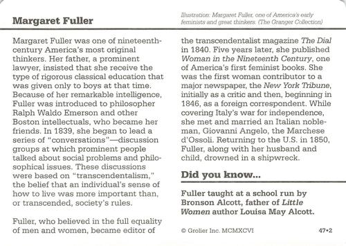 1994-01 Grolier Story of America #47.2 Margaret Fuller Back