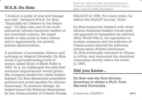 1994-01 Grolier Story of America #48.2 W.E.B. Du Bois Back