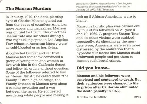 1994-01 Grolier Story of America #50.19 The Manson Murders Back