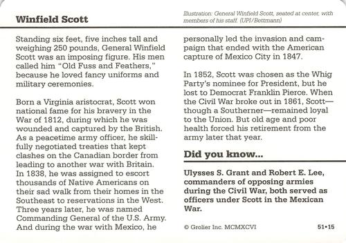 1994-01 Grolier Story of America #51.15 Winfield Scott Back
