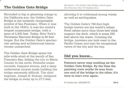 1994-01 Grolier Story of America #52.6 The Golden Gate Bridge Back