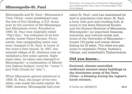 1994-01 Grolier Story of America #54.4 Minneapolis-St. Paul Back