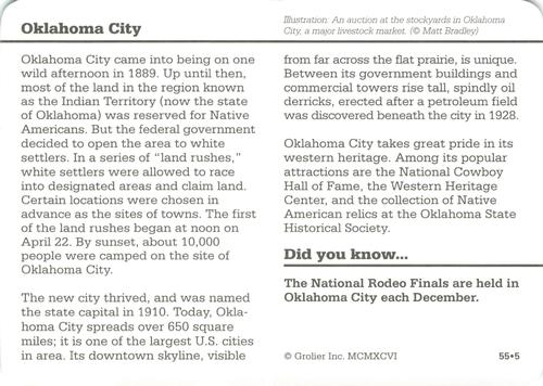 1994-01 Grolier Story of America #55.5 Oklahoma City Back