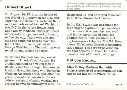 1994-01 Grolier Story of America Cards #56.17 Gilbert Stuart Back
