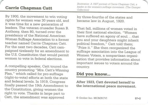 1994-01 Grolier Story of America #57.2 Carrie Chapman Catt Back