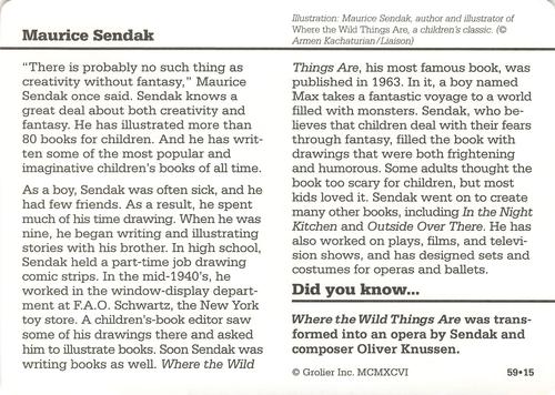 1994-01 Grolier Story of America #59.15 Maurice Sendak Back
