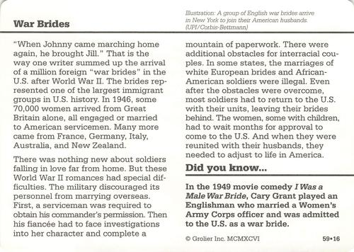 1994-01 Grolier Story of America #59.16 War Brides Back