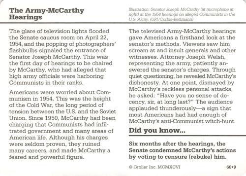 1994-01 Grolier Story of America Cards #60.9 The Army-McCarthy Hearings Back