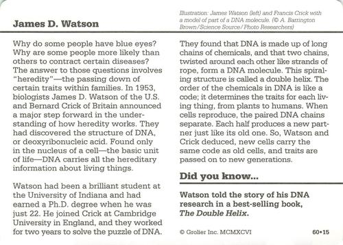 1994-01 Grolier Story of America #60.15 James D. Watson Back
