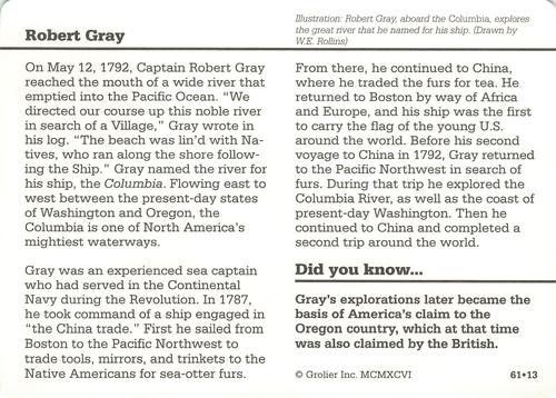 1994-01 Grolier Story of America #61.13 Robert Gray Back