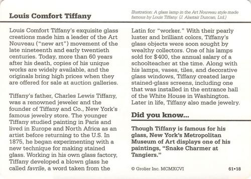 1994-01 Grolier Story of America #61.18 Louis Comfort Tiffany Back