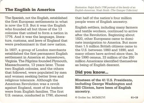 1994-01 Grolier Story of America #61.19 The English in America Back