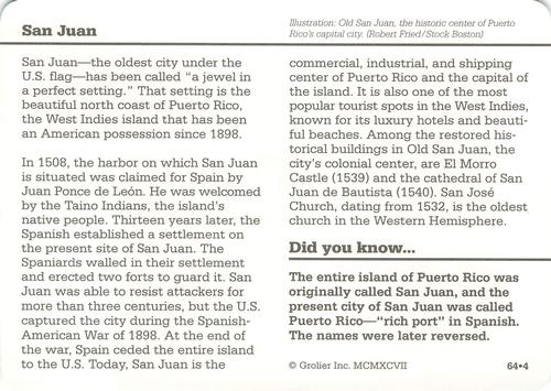 1994-01 Grolier Story of America #64.4 San Juan Back