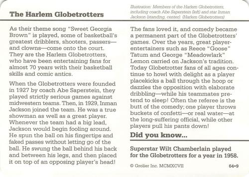1994-01 Grolier Story of America #64.9 The Harlem Globetrotters Back