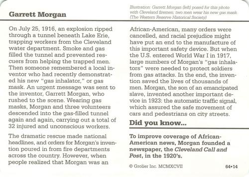 1994-01 Grolier Story of America #64.14 Garrett Morgan Back