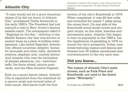 1994-01 Grolier Story of America #68.6 Atlantic City Back