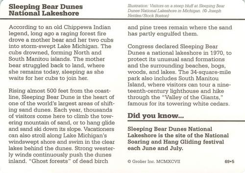 1994-01 Grolier Story of America #69.5 Sleeping Bear Dunes National Lakeshore Back