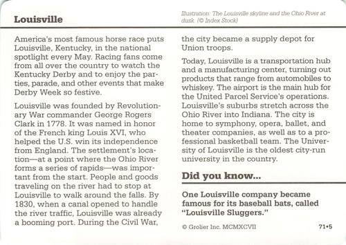 1994-01 Grolier Story of America #71.5 Louisville Back