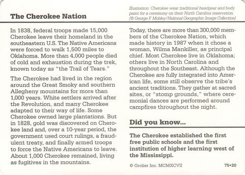 1994-01 Grolier Story of America #75.20 The Cherokee Nation Back
