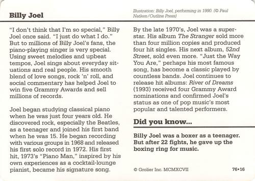 1994-01 Grolier Story of America Cards #76.16 Billy Joel Back