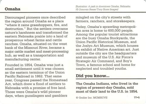 1994-01 Grolier Story of America #77.5 Omaha Back