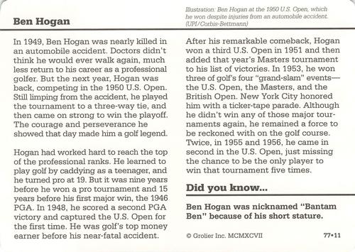 1994-01 Grolier Story of America #77.11 Ben Hogan Back