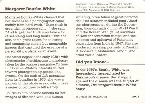 1994-01 Grolier Story of America #79.18 Margaret Bourke-White Back