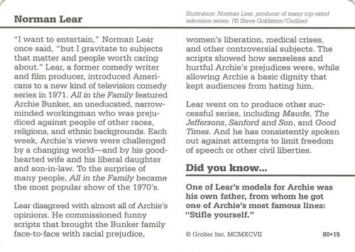 1994-01 Grolier Story of America #80.15 Norman Lear Back