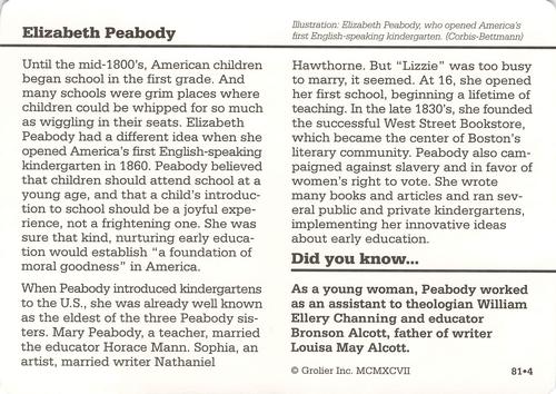 1994-01 Grolier Story of America #81.4 Elizabeth Peabody Back