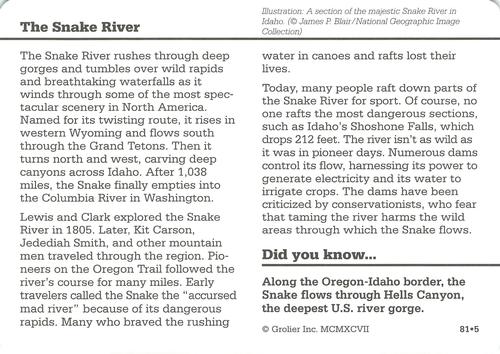1994-01 Grolier Story of America #81.5 The Snake River Back