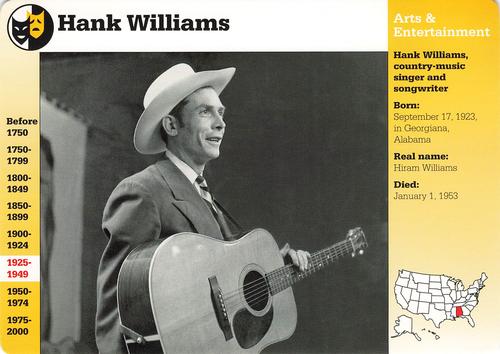 1994-01 Grolier Story of America Cards #86.15 Hank Williams Front