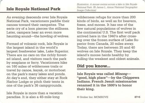 1994-01 Grolier Story of America #87.5 Isle Royale National Park Back
