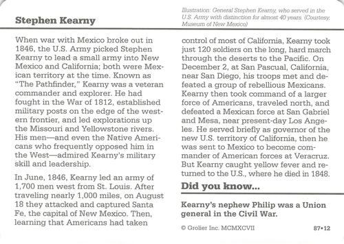 1994-01 Grolier Story of America #87.12 Stephen Kearny Back