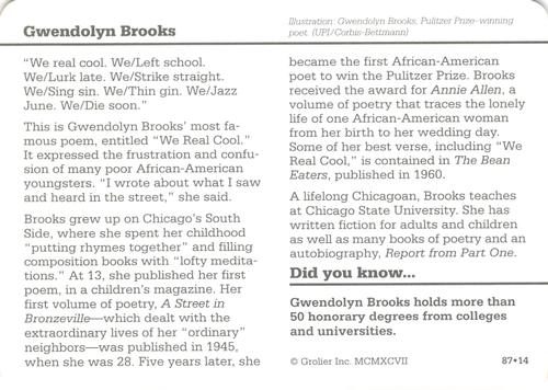 1994-01 Grolier Story of America #87.14 Gwendolyn Brooks Back