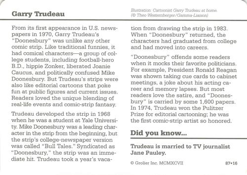 1994-01 Grolier Story of America #87.16 Garry Trudeau Back