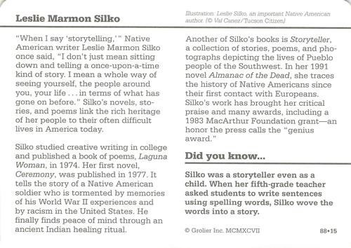 1994-01 Grolier Story of America Cards #88.15 Leslie Marmon Silko Back