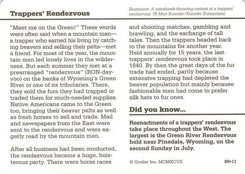 1994-01 Grolier Story of America #89.11 Trappers' Rendezvous Back