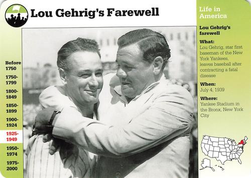 1994-01 Grolier Story of America Cards #94.12 Lou Gehrig's Farewell Front