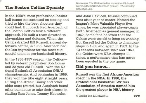 1994-01 Grolier Story of America #95.9 The Boston Celtics Dynasty Back