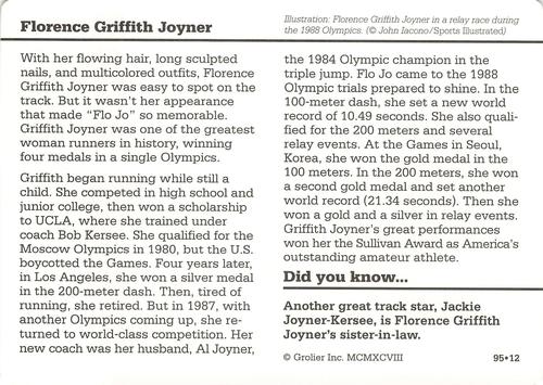 1994-01 Grolier Story of America #95.12 Florence Griffith Joyner Back