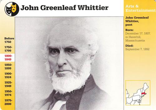 1994-01 Grolier Story of America Cards #95.13 John Greenleaf Whittier Front