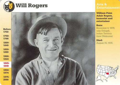 1994-01 Grolier Story of America #95.14 Will Rogers Front