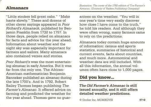 1994-01 Grolier Story of America #97.8 Almanacs Back