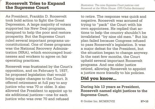 1994-01 Grolier Story of America #97.10 Roosevelt Tries to Expand the Supreme Court Back
