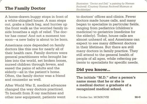 1994-01 Grolier Story of America #98.9 The Family Doctor Back